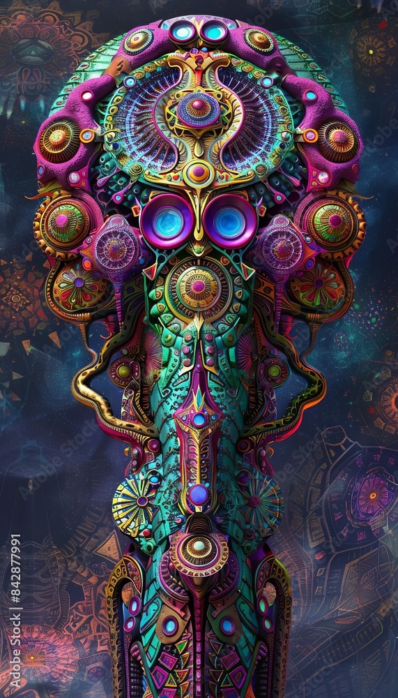 Fototapeta premium 116 Digital 3D artwork psychedelic alien artifact kaleidoscopic pattern