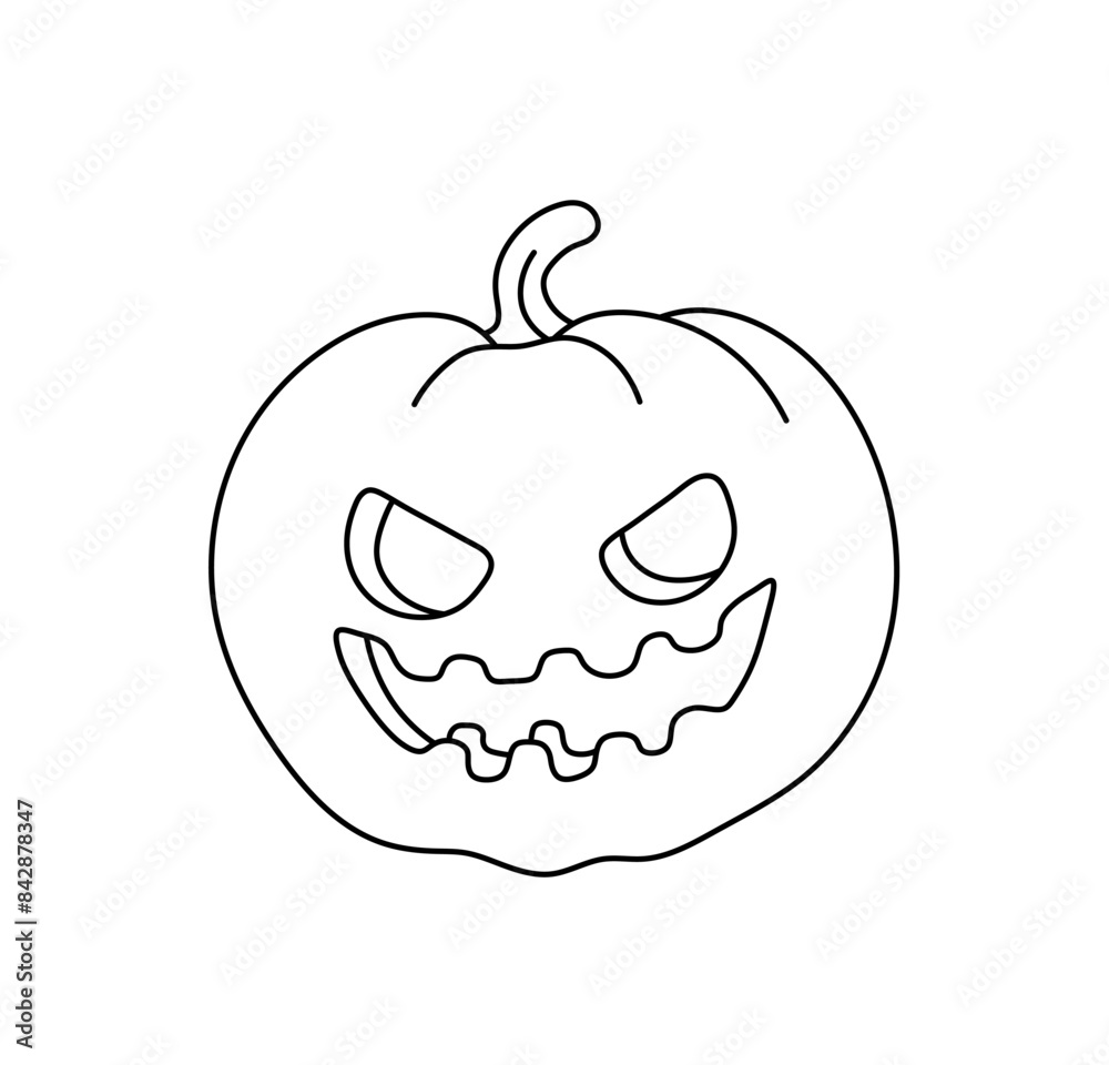 Vector isolated one single simple halloween pumpkin head with a carved face colorless black and white contour line easy drawing Vector isolated one single simple halloween pumpkin head with a carved face colorless black and white contour line easy drawing