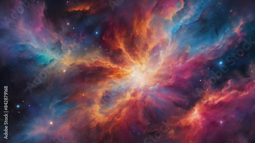 Colorful space galaxy cloud nebula. Stary night cosmos, close up of vibrant nebula in the night sky, view from outer space background, colorful abstract nebula space galaxy, fantastic supernova