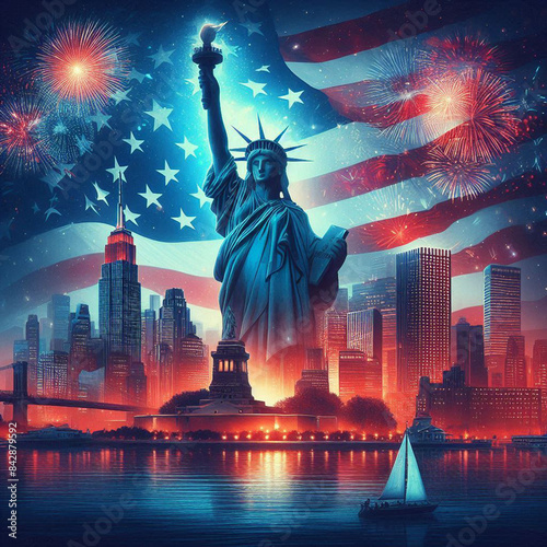 watercolor wallpaper theme of united states independence on july 4th