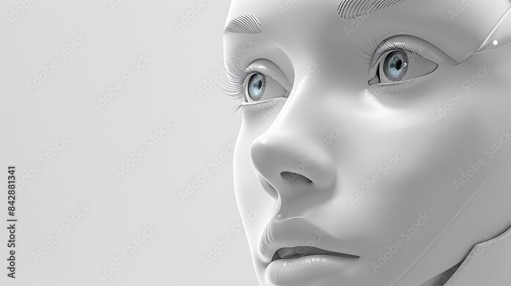 Futuristic AI Training Product Purchase Concept with Blank Center for Customization on White Background Futuristic AI Training Product Purchase Concept with Blank Center for Customization on White Background
