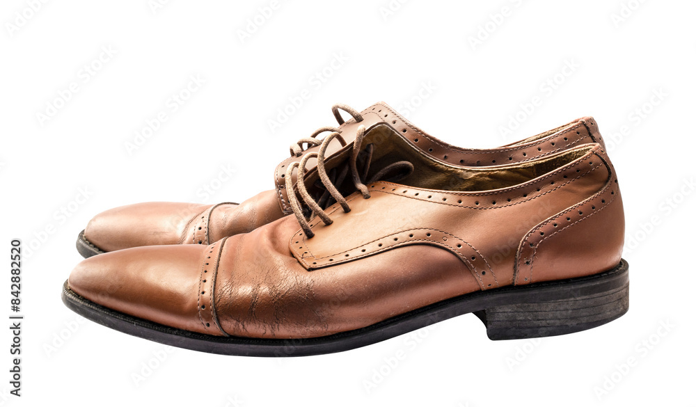 Men's brown leather shoes isolated on transparent background. Men's brown leather shoes isolated on transparent background.