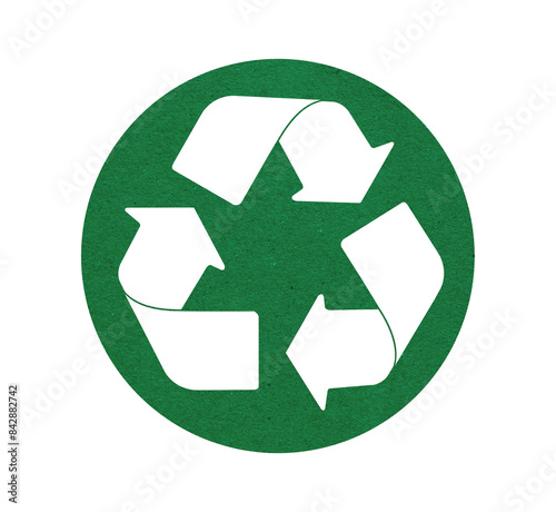 Green recycle symbol on isolated on transparent background. PNG File