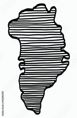 Doodle freehand drawing of Greenland map.
