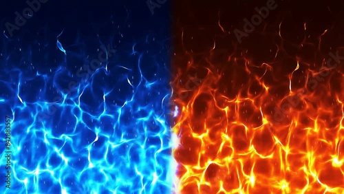 対決に使えそうな青と赤の炎の背景動画 photo