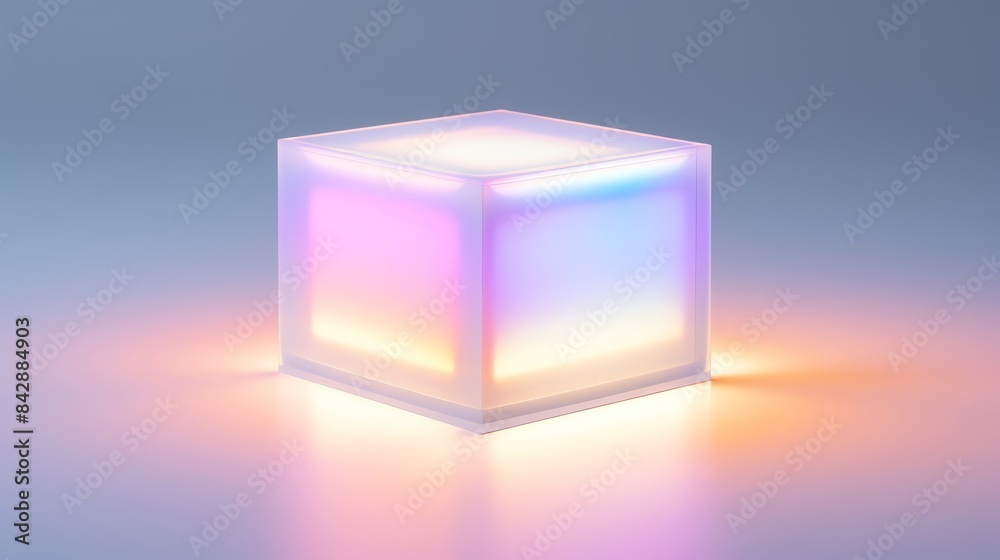 Glowing cube with colorful, ambient light. Futuristic and modern design, perfect for technology and abstract themes. Aesthetic and vibrant tones. Glowing cube with colorful, ambient light. Futuristic and modern design, perfect for technology and abstract themes. Aesthetic and vibrant tones.