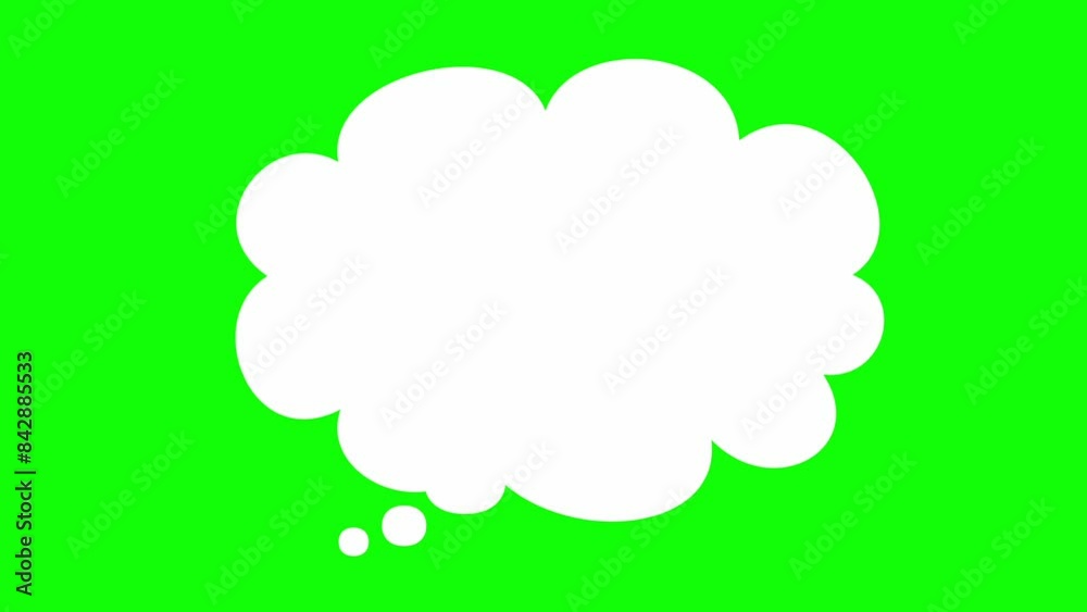 Thought cloud as thinking speech bubble on green screen animation (Chroma key)