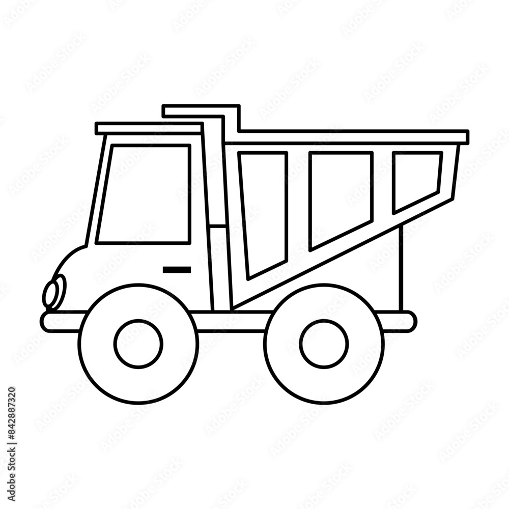 Black and white mining dump truck. Coloring page with construction machine. Stone transportation. Black and white mining dump truck. Coloring page with construction machine. Stone transportation.