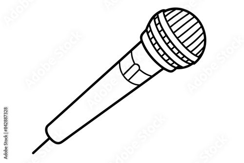 microphone outline art vector illustration