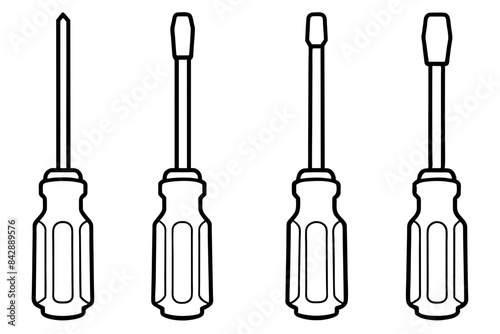 different screwdriver sketch silhouette vector