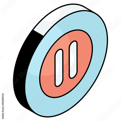 Conceptual flat design icon of pause button 