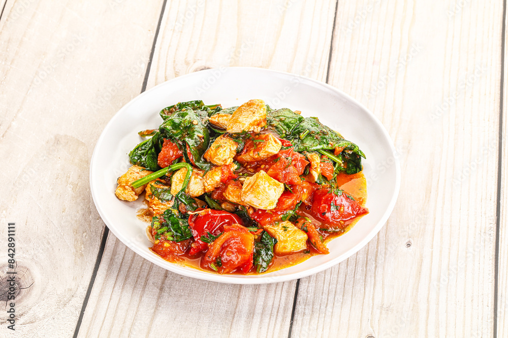 Chicken with tomato and spinach Chicken with tomato and spinach