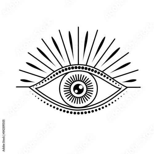 Mystic eye in line art style on white background. All seeing eye.