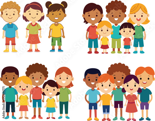 Group of children of all ethnic races-