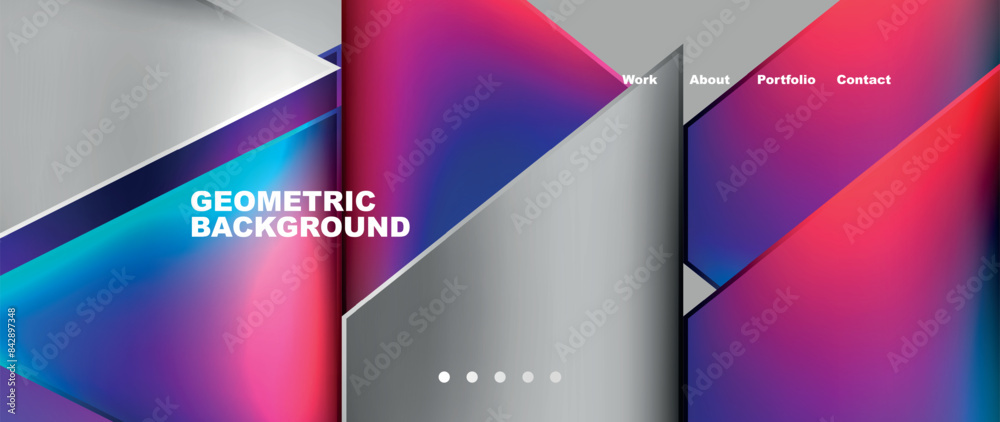 Flowing bright neon gradients geometric abstract background with triangles and lines. Fluid color pattern of color liquid gradient background for wallpaper, banner, background, card, landing page