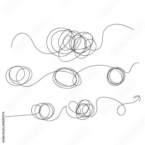 Set of hand drawn of tangle scrawl sketch