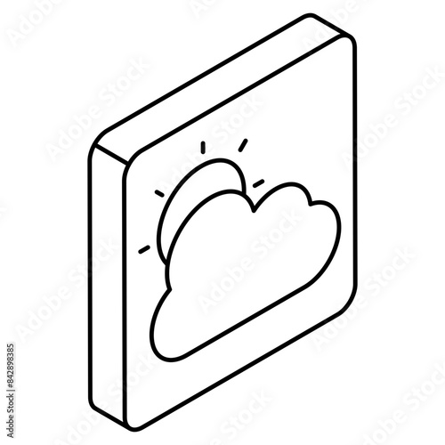 A unique design icon of partly cloudy day 