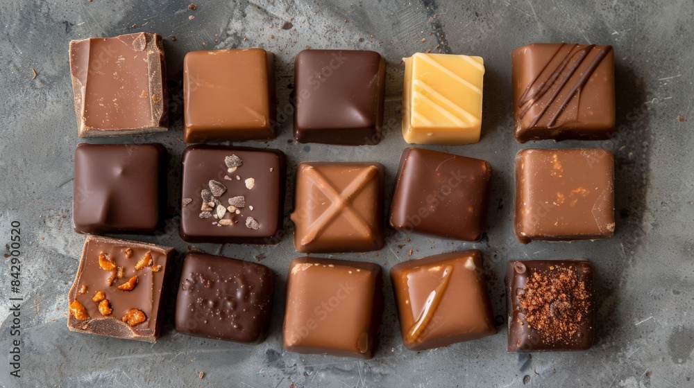 Fototapeta premium A selection of gourmet caramel chocolates, perfect for gifting or indulging.