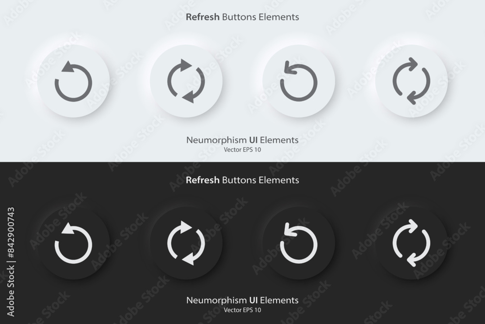 Refresh sign. A set of black and white round buttons with Refresh symbols. Reload, recycle, redo and return icon . 3D Neumorphism design style for Apps, Websites, Interfaces, and mobile apps. UI UX. Refresh sign. A set of black and white round buttons with Refresh symbols. Reload, recycle, redo and return icon . 3D Neumorphism design style for Apps, Websites, Interfaces, and mobile apps. UI UX.