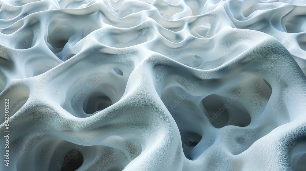 Obraz premium This image showcases a flowing abstract texture that resembles a soft, undulating fabric in shades of blue and white