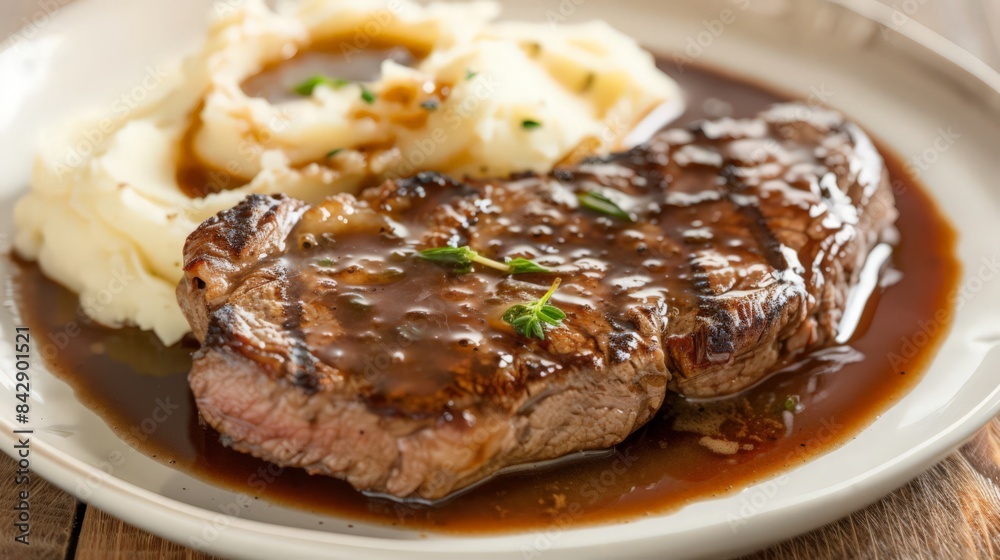 A steak is cooked over an open flame, its smoky aroma filling the air. A steak is cooked over an open flame, its smoky aroma filling the air.