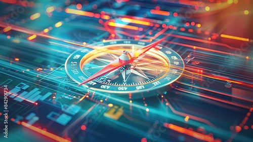 Business navigate recovery, Abstract, The compass navigate for businessmen to resume . Generative Ai