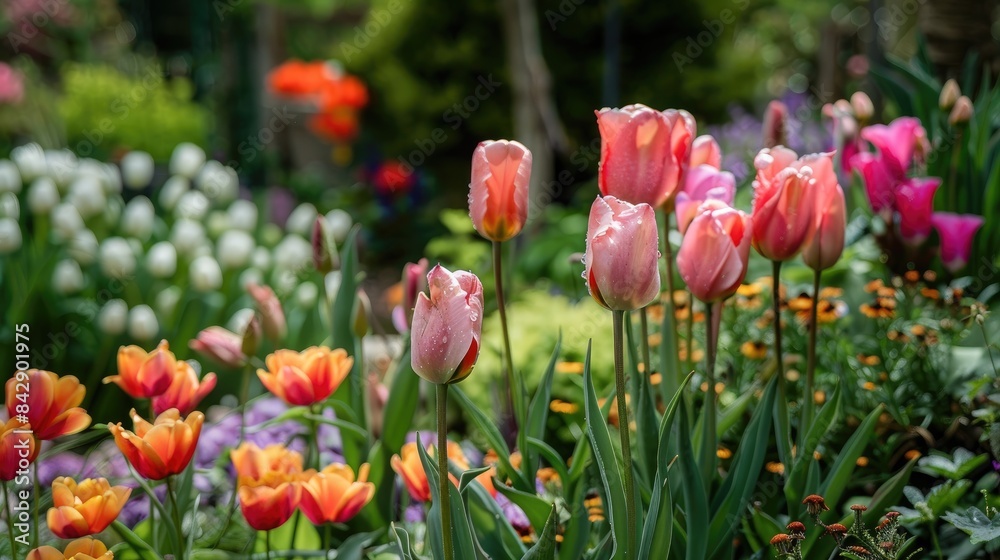 Obraz premium Floral Beauty in a Garden A Vibrant Botanical Display