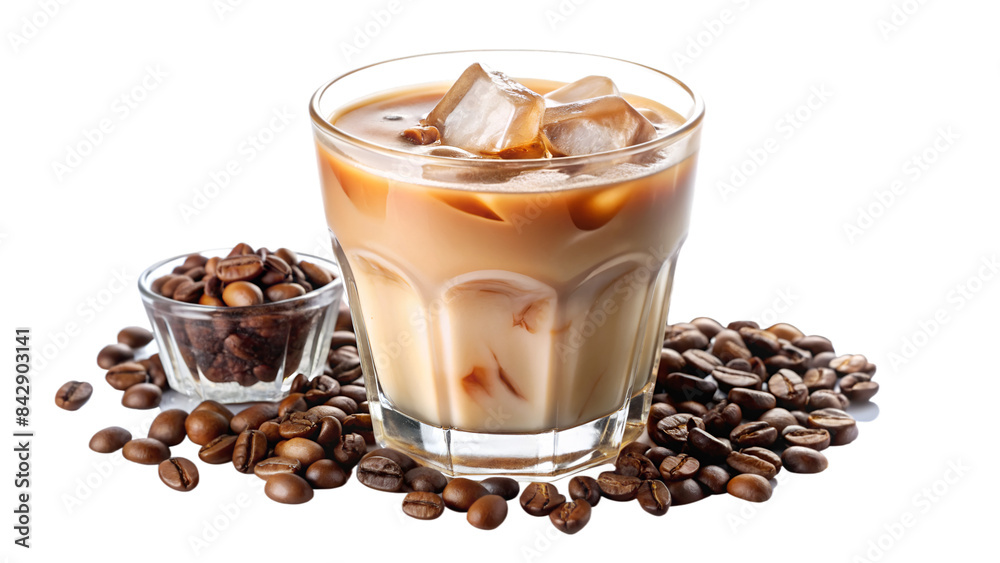 Glass with coffee ice with cream isolated on transparent background Glass with coffee ice with cream isolated on transparent background