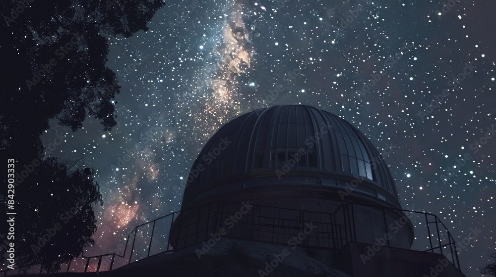 An observatory dome opening up to reveal the night sky filled with stars.