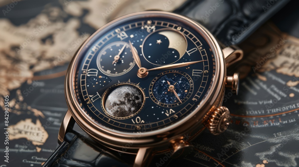 Capture the allure of a moon phase watch, with its dial showcasing the phases of the moon Capture the allure of a moon phase watch, with its dial showcasing the phases of the moon