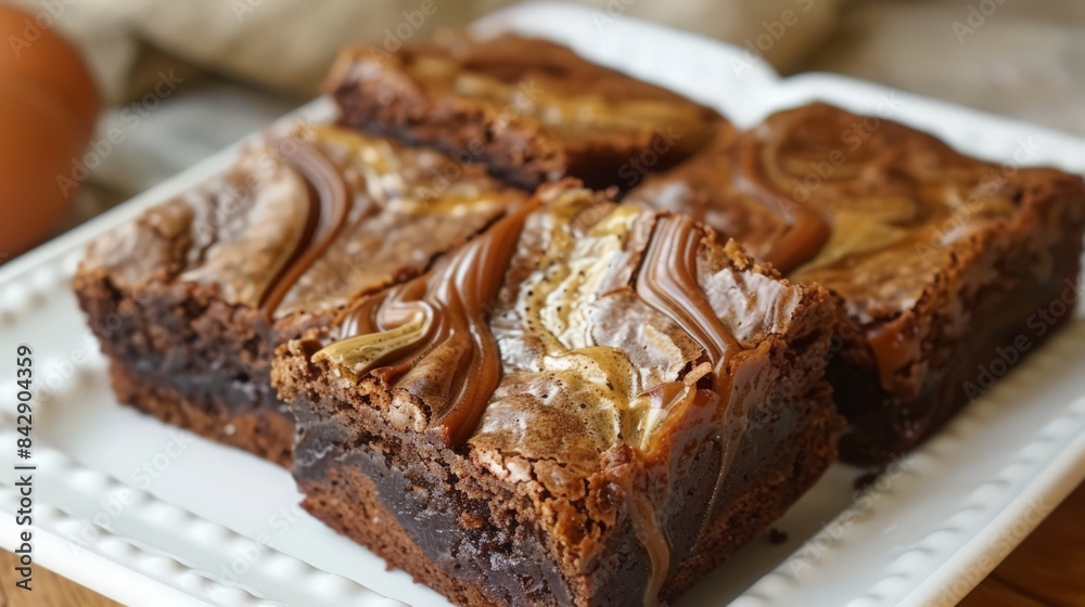 Caramel brownies with a luscious caramel swirl baked into the fudgy chocolate. Caramel brownies with a luscious caramel swirl baked into the fudgy chocolate.