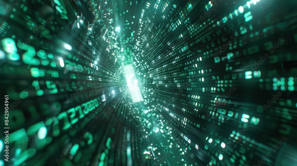 Abstract digital data network in green with binary code, representing technology, internet, and cybersecurity. Futuristic and tech-centric image. Abstract digital data network in green with binary code, representing technology, internet, and cybersecurity. Futuristic and tech-centric image.