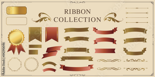 リボンのデザインエレメント。装飾素材。