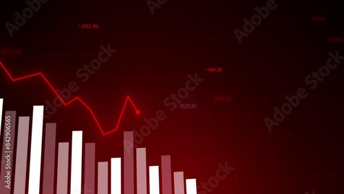 Dynamic crypto market plunge visualized: bars, charts, and diagrams illustrating trading losses, downward trends, and financial impacts in deep red tones.