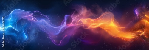 Colorful background with colorful waves of light, black space in the center, digital art style, colorful swirls, glowing particles, flowing lines, colorful and bright, fantasy