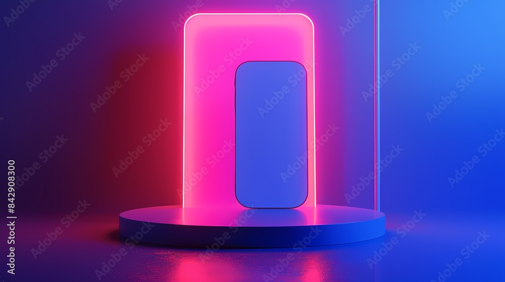 Neon Lights and a Podium in a Digital Space Neon Lights and a Podium in a Digital Space