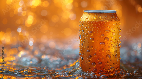 Closeup view of orange colour cans of fresh soda with water drops