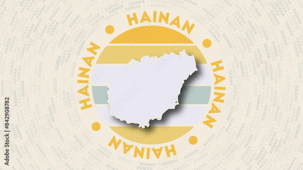 Hainan logo intro featuring a badge with a circular name and map of the island. Classy Hainan round logo animation.