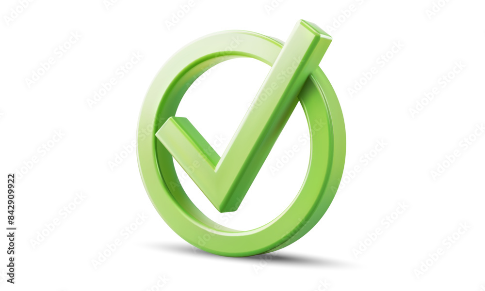 3D of a green check mark in a circle on a white background. This icon is used to indicate approval, correctness, or completion in various digital interfaces and applications. Vector illustration 3D of a green check mark in a circle on a white background. This icon is used to indicate approval, correctness, or completion in various digital interfaces and applications. Vector illustration