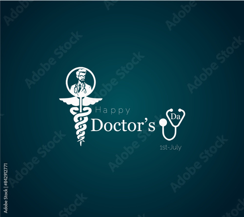 Happy Doctor's Day. Happy doctor's day who has fully contributed to serving the community. Stethoscope and Heartbeat. Vector Illustration.