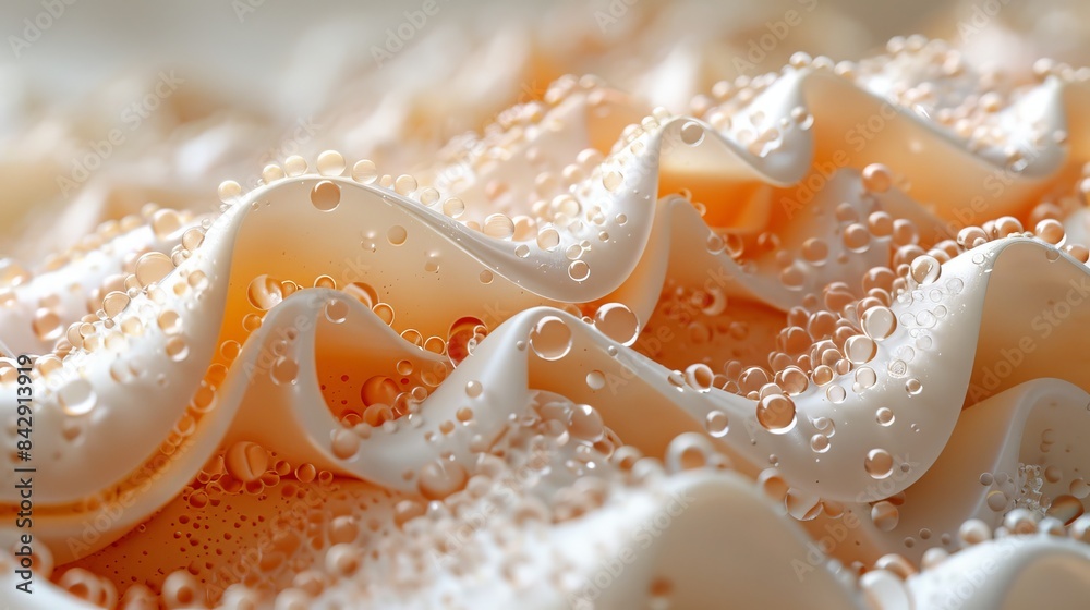 A delightful close-up of whipped cream peaks with caramel drizzle, evoking a sense of sweetness and indulgence A delightful close-up of whipped cream peaks with caramel drizzle, evoking a sense of sweetness and indulgence