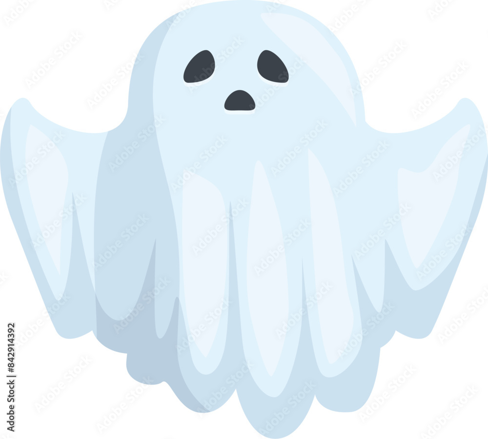 Cartoon ghost with sad face expression floating with arms raised Cartoon ghost with sad face expression floating with arms raised