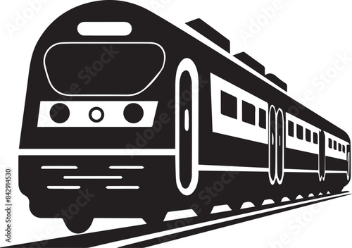 Vector illustration of modern train isolated on white background. Monochrome style.