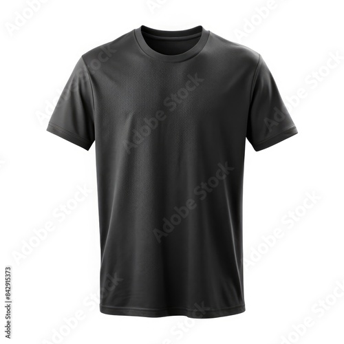 Plain Black Short-Sleeved T-Shirt Isolated on White Background. Generative AI