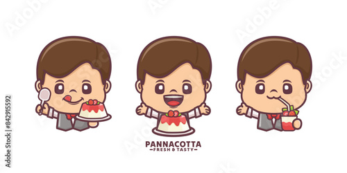 cartoon mascot design with panna cotta