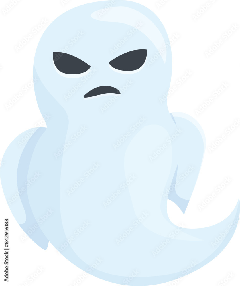 Spooky cartoon ghost is floating with a grumpy expression, perfect for halloween projects Spooky cartoon ghost is floating with a grumpy expression, perfect for halloween projects