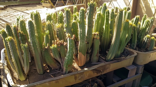 San Pedro Cacti with Growths Ready for Harvest Green and Brown