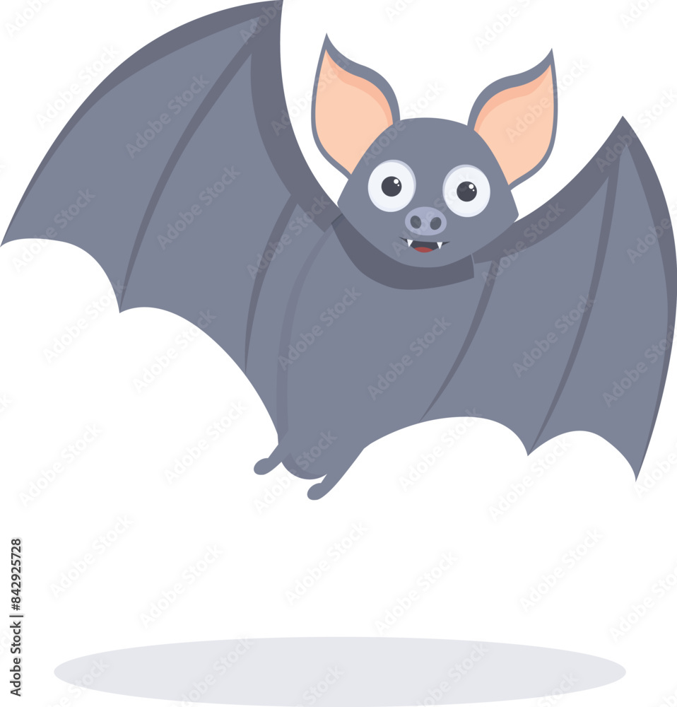 Happy grey bat flying with spread wings cartoon character Happy grey bat flying with spread wings cartoon character