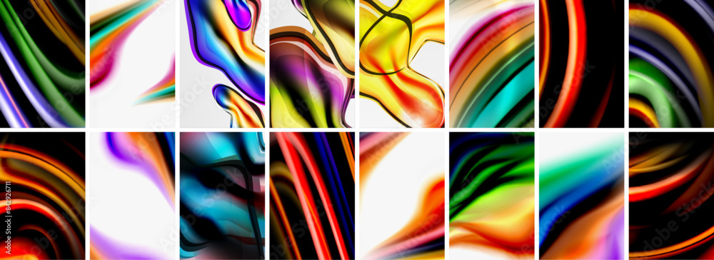 Fototapeta premium Collection of abstract background with waves, colorful shapes and 3d shadow effect. Vector Illustration For Wallpaper, Banner, Background, Card, Book Illustration, landing page