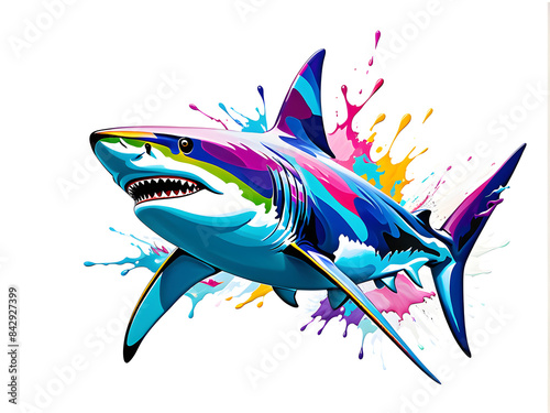 colorful shark Image created with Generative AI technology